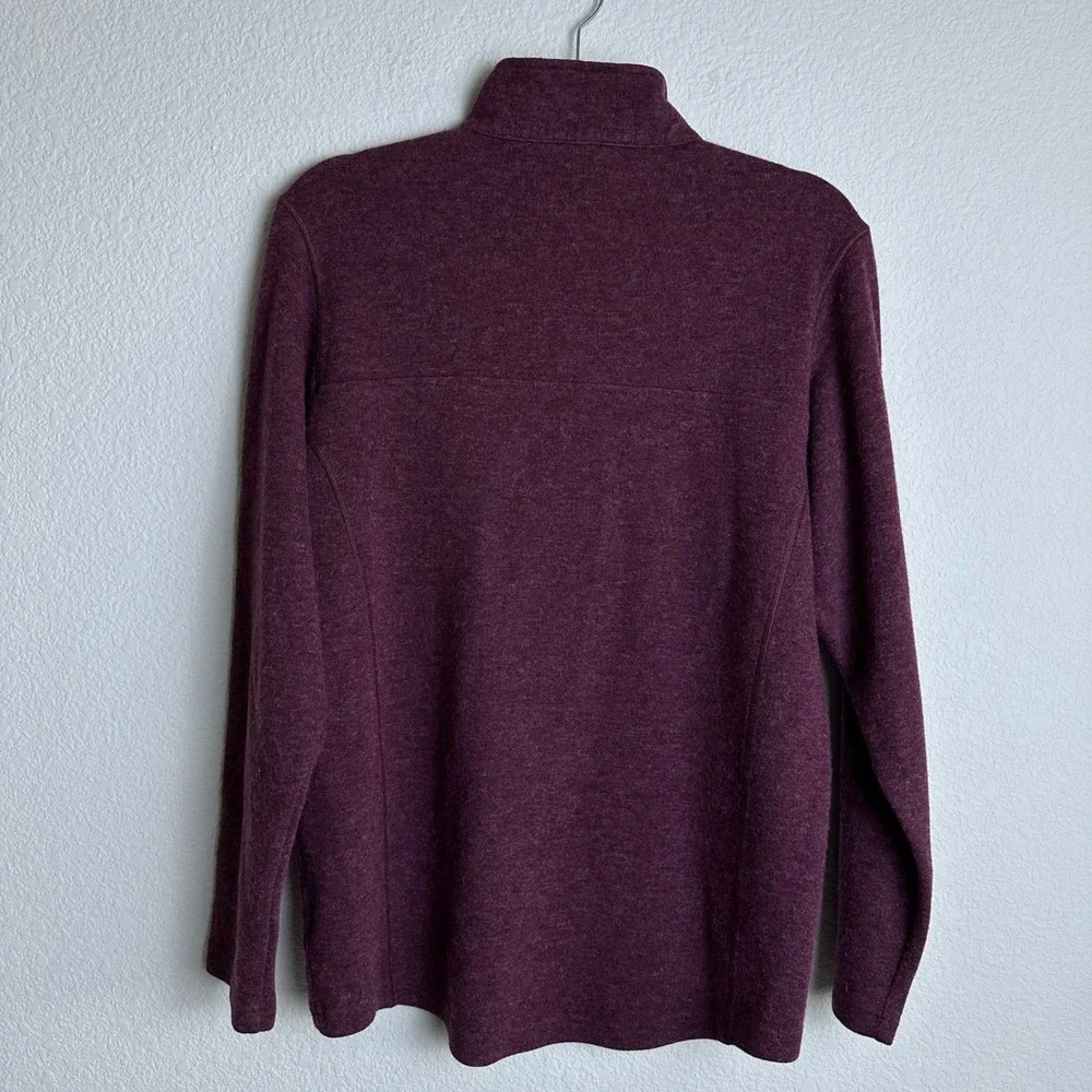 ExOfficio Mens Quarter Zip Pullover Sweater Burgundy Wool Blend‎ Size Medium